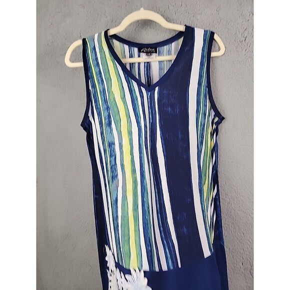 Artex Fashions Sleeveless Tunic Top Womens L Vertical Stripes V Neck Split Back - Picture 15 of 15